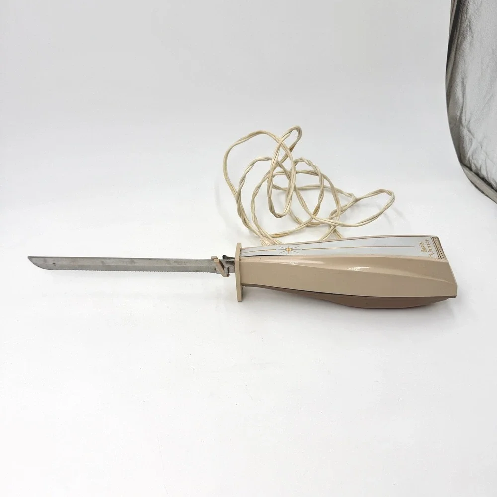 Vintage Lady Vanity‎ Electric Carving Knife Beige MCM Starburst Stainless USA